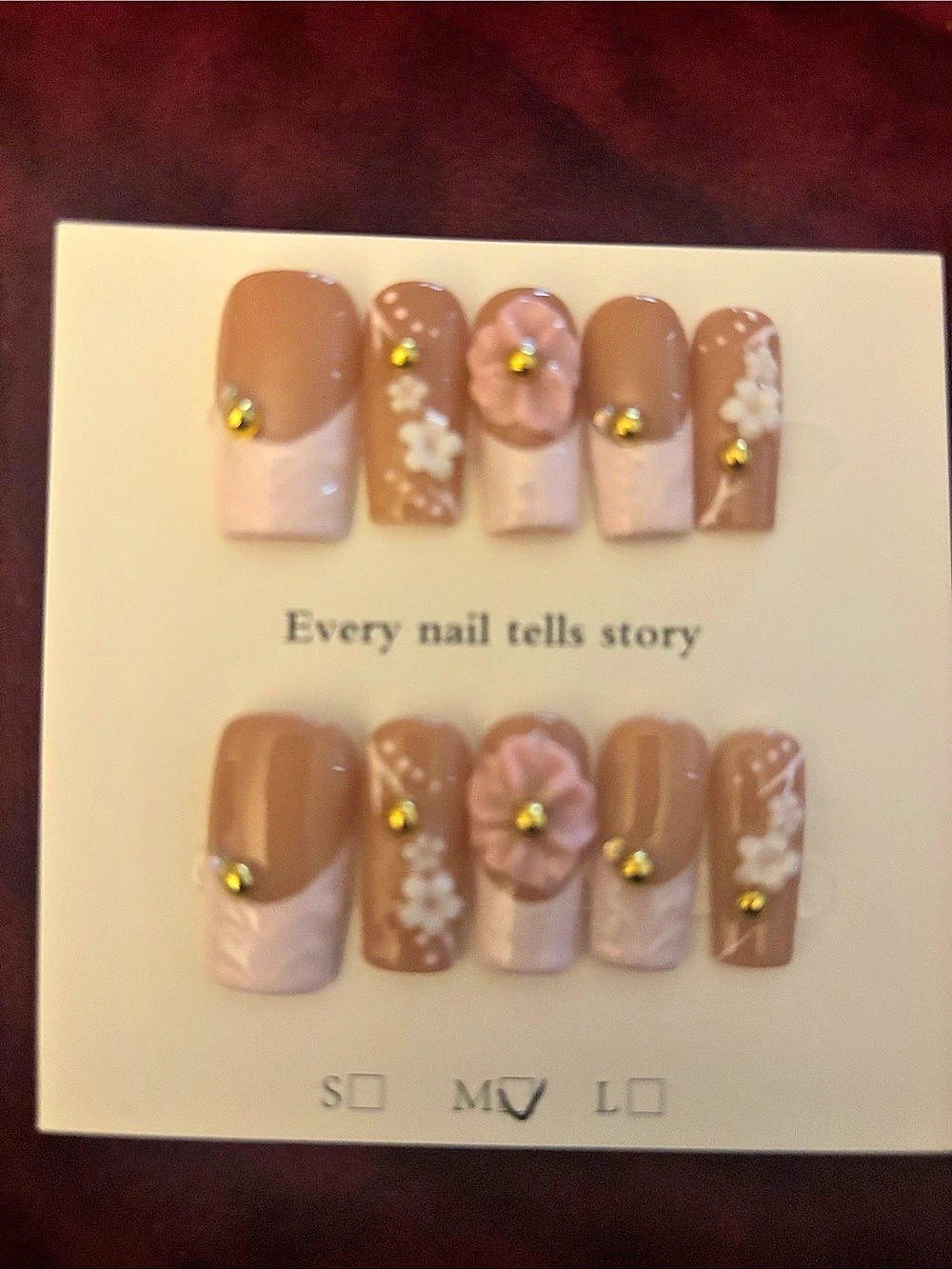 Brown & Pink Press-On Nails NWT